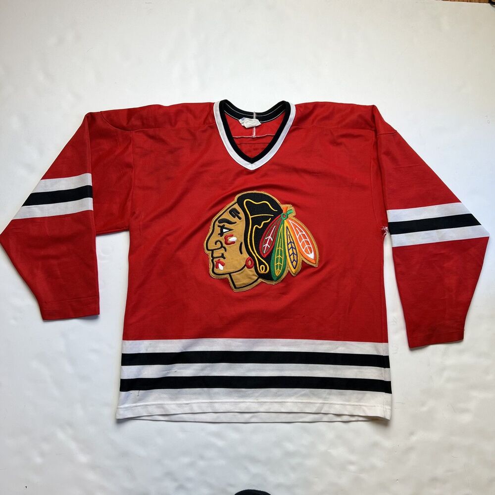 Vintage CCM Chicago Blackhawks Keith Magnuson Number 3 NHL Hockey Jersey Large